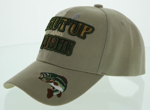 NEW! BASS SHUT UP AND FISH FISHING CAP HAT N1 TAN - Picture 3 of 4