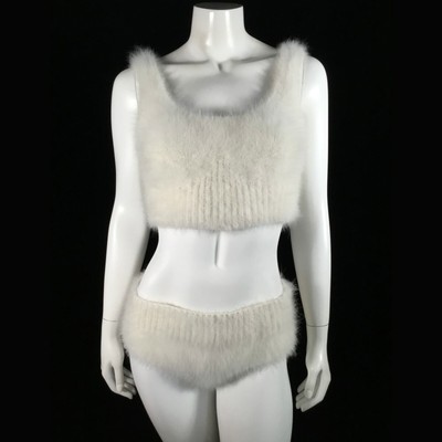 white fluffy bralette