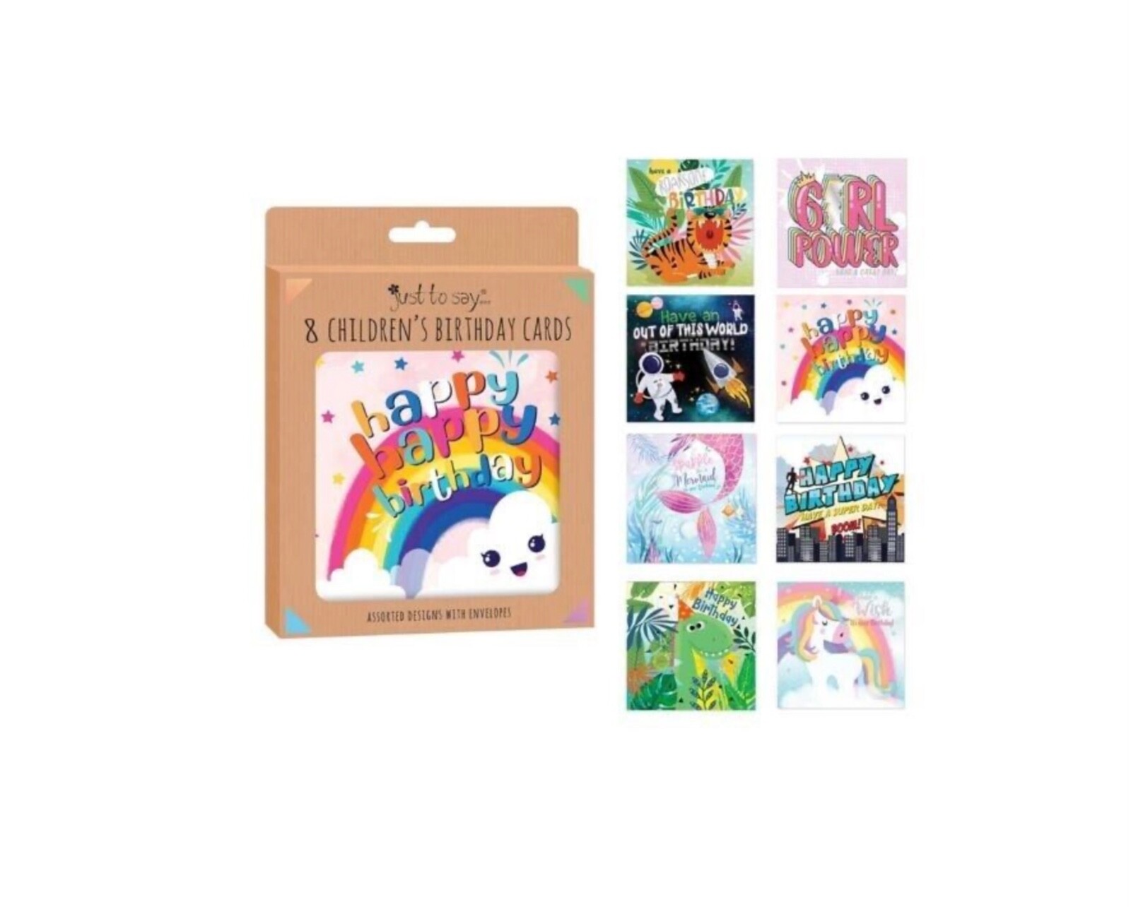 JUST TO SAY BOXED CHILDRENS BIRTHDAY CARD BUNDLE ( 8 CARDS PER PACK ) - Image 4