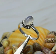 Natural Moonstone Gemstone Ring Stacking Ring 925 Sterling Silver Unique Ring