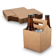 MT Products Brown Cardboard 4 Pack Drink Carrier/Bottle Holder - Pack of 10