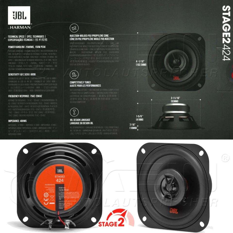 JBL LAUTSPRECHER für OPEL CORSA D 2006-2014 Heck Hinten 2-Wege Koax 150W #A7VD - Bild 4 von 4