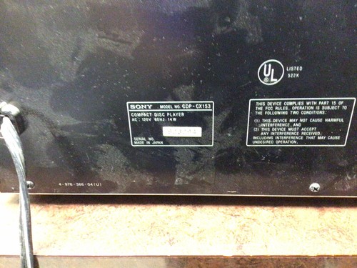 Cambiador de CD Sony CDP-CX153 / Capacidad de 100 discos / PARA REPUESTOS-SIN PROBAR - Imagen 8 de 9