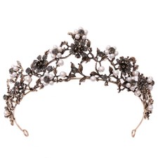 6.2cm Tall Flower Pearl Crystal Tiara Crown Wedding Queen Princess For Women