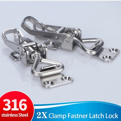 2X Cabinet Boxes Lever Toggle Catch Latch Lock Clamp Hinge Stainless Steel
