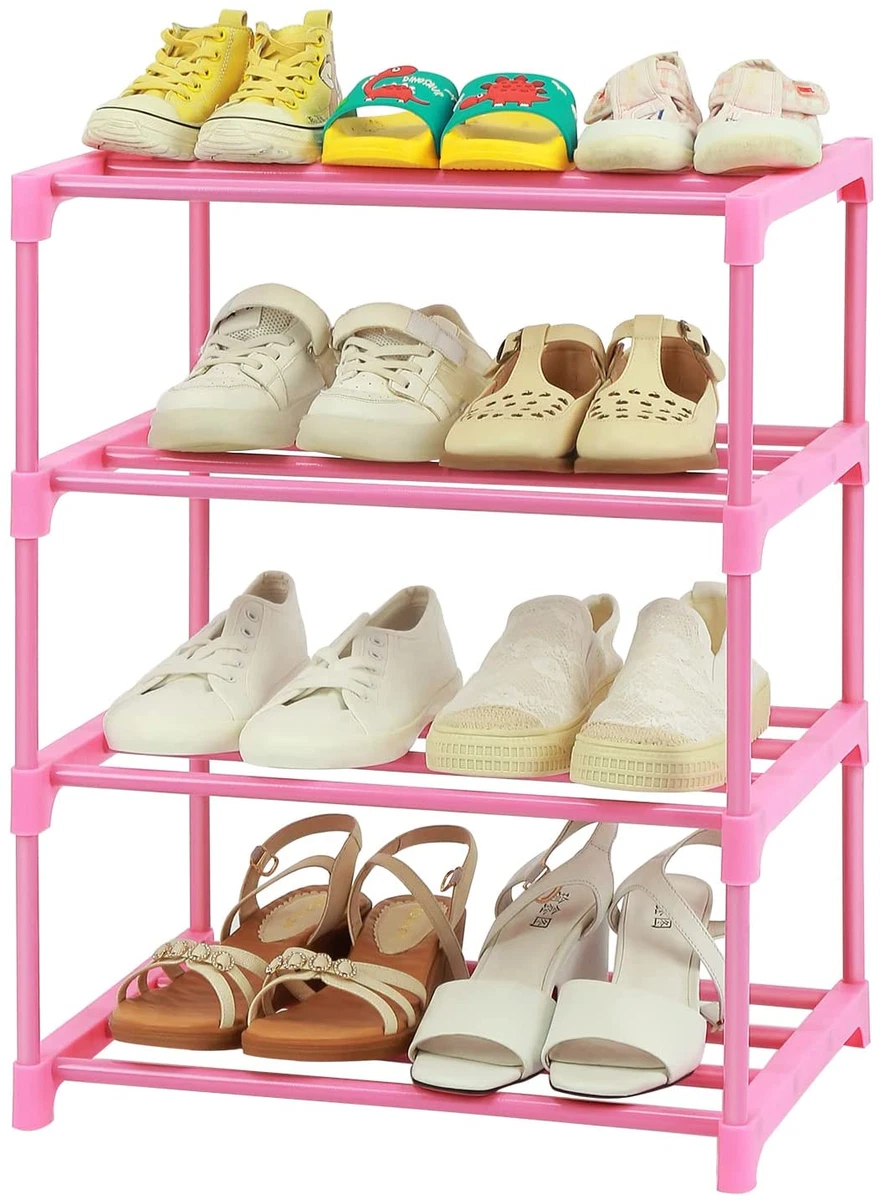 4-Tier Free Standing Shoe Racks, Small Shoe Rack for 6-8 Pairs Shoe Storage,Kids