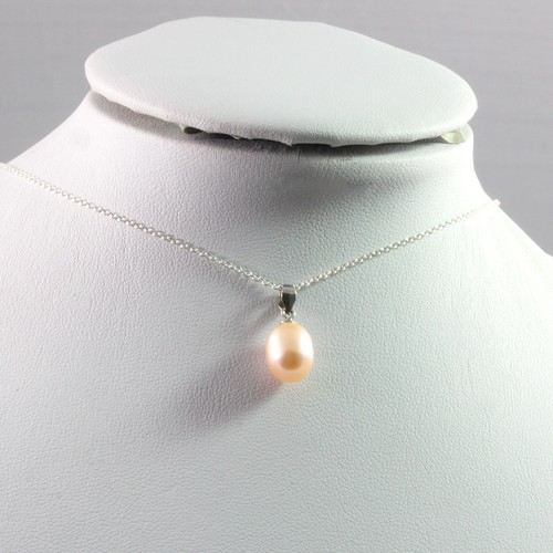 Colgante de perlas cultivadas de agua dulce naranja con plata de ley 925 9,5-10,0 mm - Imagen 2 de 10