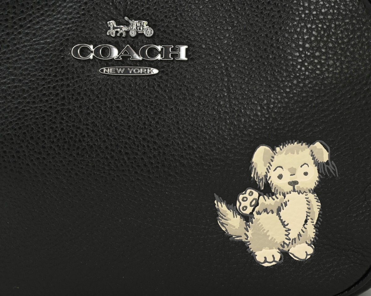 【美品】COACHコーチメタリックレザー ベアー ドール　❤︎ COACH JAMIE Camera Bag w Happy Dog Black Pebbled Leather CC791 NWT