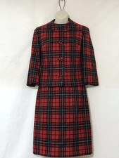 VTG 1950s Pendleton Plaid Jacket Skirt Suit Red Green Virgin Wool Size 10 XS Mod
