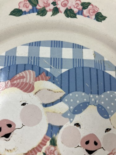 Paar Tienshan Schwein Kumpel Essplatten 10,5" Steinzeug Bauernhaus Dekor Vintage 90er - Bild 7 von 9