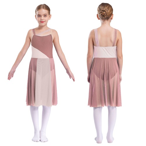 Kinder Mädchen Tanzbekleidung Lyrisch Kleid Leistung Rock Ärmellos Bodysuit DE - Bild 90 von 102