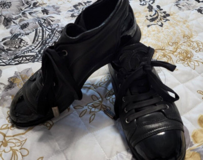 Chanel CC Mark Leather Shoes 4.5 35 Boots Sneakers Shoes