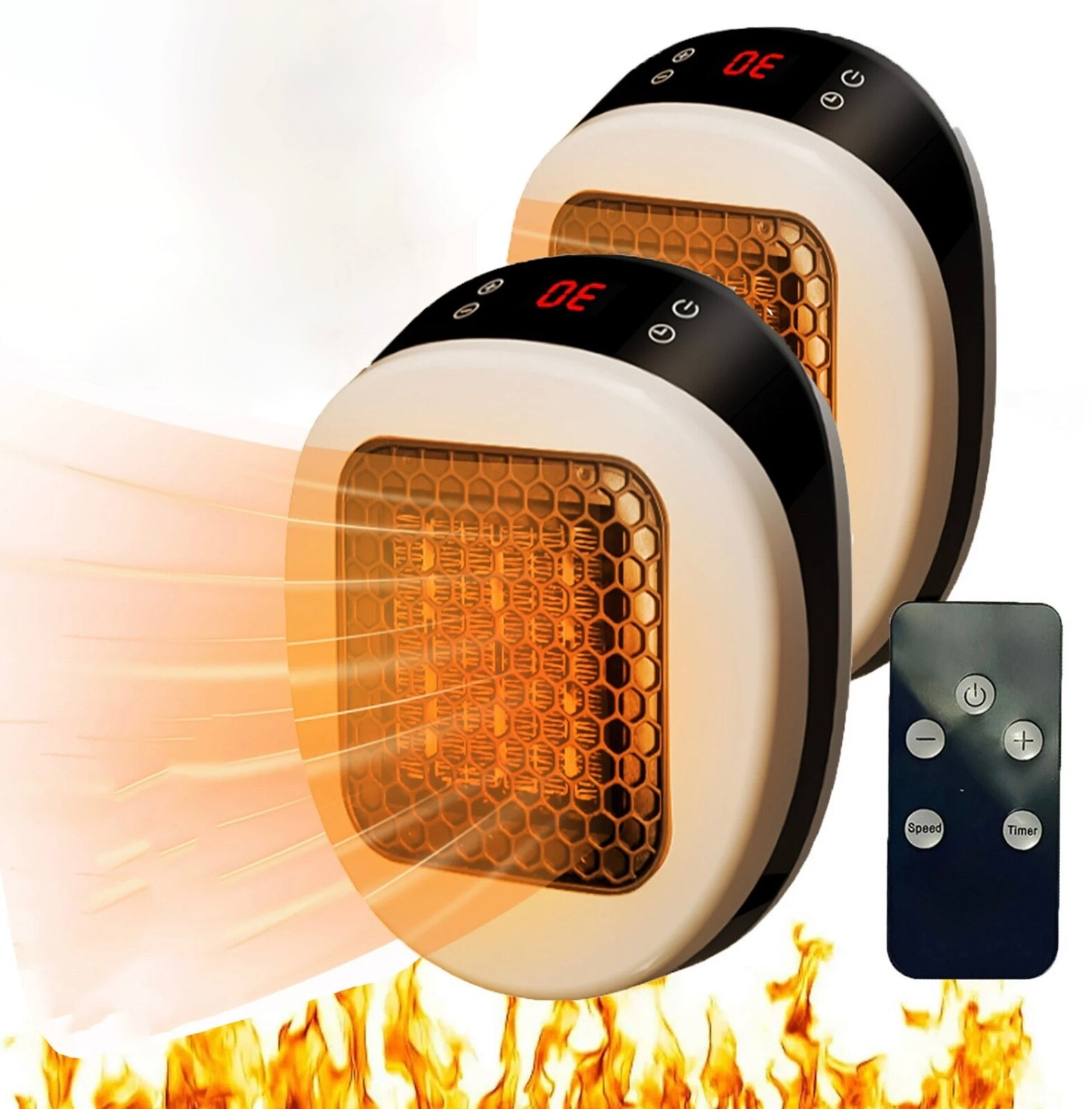 Smart Plug-In Space Heater with Adjustable Thermostat/Timer/LED Display/Remote-image