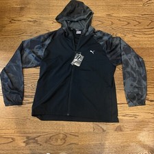 Puma AOP Favorite Woven Full Zip Black Sweat Jacket Women's Size XL 523390 01