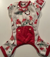 Dog Pajamas Warm And Plush with gnome’s Red And Gray size Medium