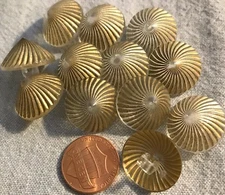 12 Clear Plastic With Gold Paint Cone-Shaped Shank Buttons 3/4" 19MM Lot # 3647