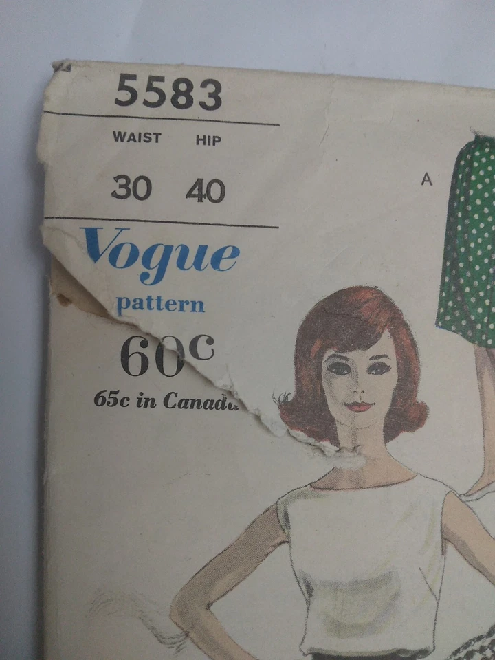 Skirt Pencil Straight Stole Scarf 30 Vogue 5583 Sewing Pattern VTG 50's CUT Knee - Image 3 of 4