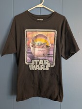 Star Wars Mandalorian Grogu T-Shirt Men  s Size XL Black Baby Yoda Graphic Tee