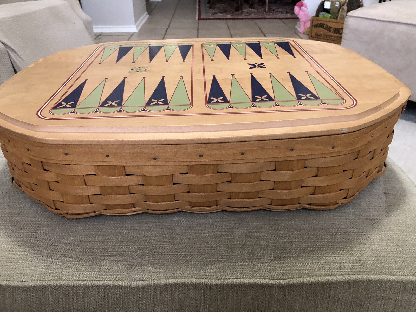 Longaberger ALL IN ONE GAME Basket for Chess Checkers Backgammon