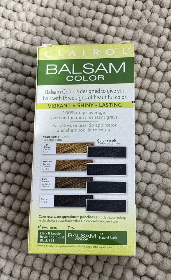 Clairol Bálsamo Tinte Permanente para el Cabello, 12 Color de Cabello Negro Natural Nuevo Foto 2 de 3