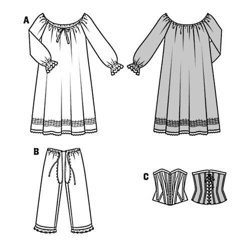 Historic Undergarments Sewing Pattern~Corset, Pants, Shirt (10-24) Burda 7156 - Picture 2 of 3