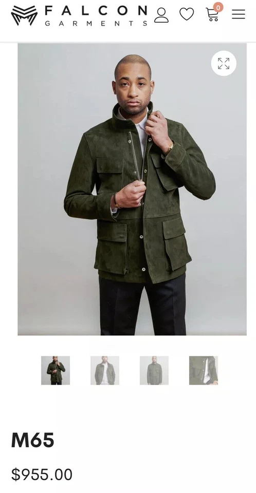 Vintage FALCON Mens Brown Suede M65 Field Coat Jacket Custom Tailored RARE - Image 2 of 4