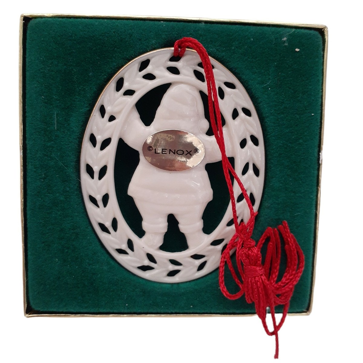 サンタクロース('85米) Vintage Lenox Christmas Ornament Santa Claus with Red Tassel and