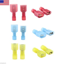 200PCS Insulated Nylon Female Male Spade Terminal Wire Connectors Crimp 22-10AWG