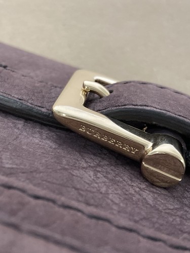 Burberry Margot Clutch Bag dark Purple Grain Leather Gold Buckle Large Designer - Picture 10 of 24