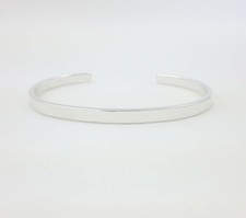 Flat Cuff Bracelet, 925 Sterling Silver, 4 x 2 mm Blank Plain Bangle .16" x .08"