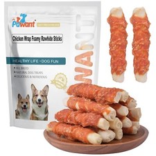 Dog Treats Chicken Wrapped Rawhide Rolls Healthy Dog Chews Long Lasting for L...