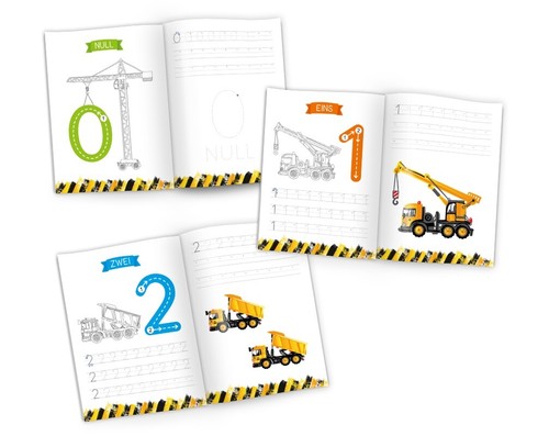 Schreibheft für Kinder Baustelle Zahlen Schreiben lernen Übungsheft Vorschulheft - Bild 5 von 9