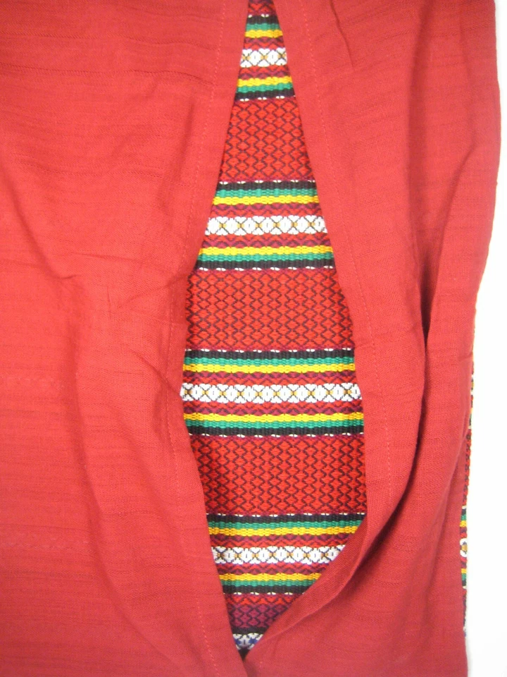 Handwoven Pillowcase ONLY Tapestry Decor Weaving Table Runner Red 21.5 In Rustic - Image 4 of 4