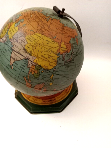 VTG 1930's J CHEIN Zodiac Seasons Month Base World Globe Tin Metal Litho AS IS - Picture 3 of 12
