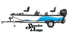 Graphic Wavy Blue Cyan White Swirl Vibrant Boat Wrap Fish Decal US Vinyl