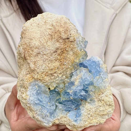 Espécimen de cueva de cristal azul natural de 4,2 lb piedra de la suerte curación - Imagen 9 de 12