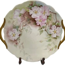 Antique T&V Tressemann & Vogt Limoges  Plate w/Handles 10" Signed