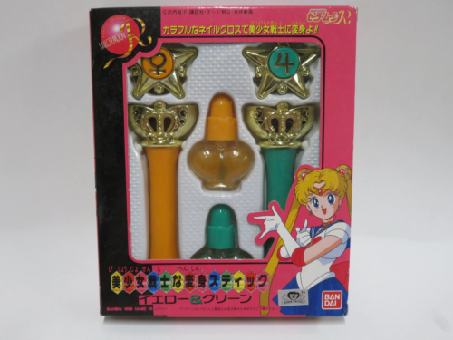 Extremely Rare Vintage Sailor Moon Makeover Stick Wands Green Yellow 1994 - 第 1/5 張圖片