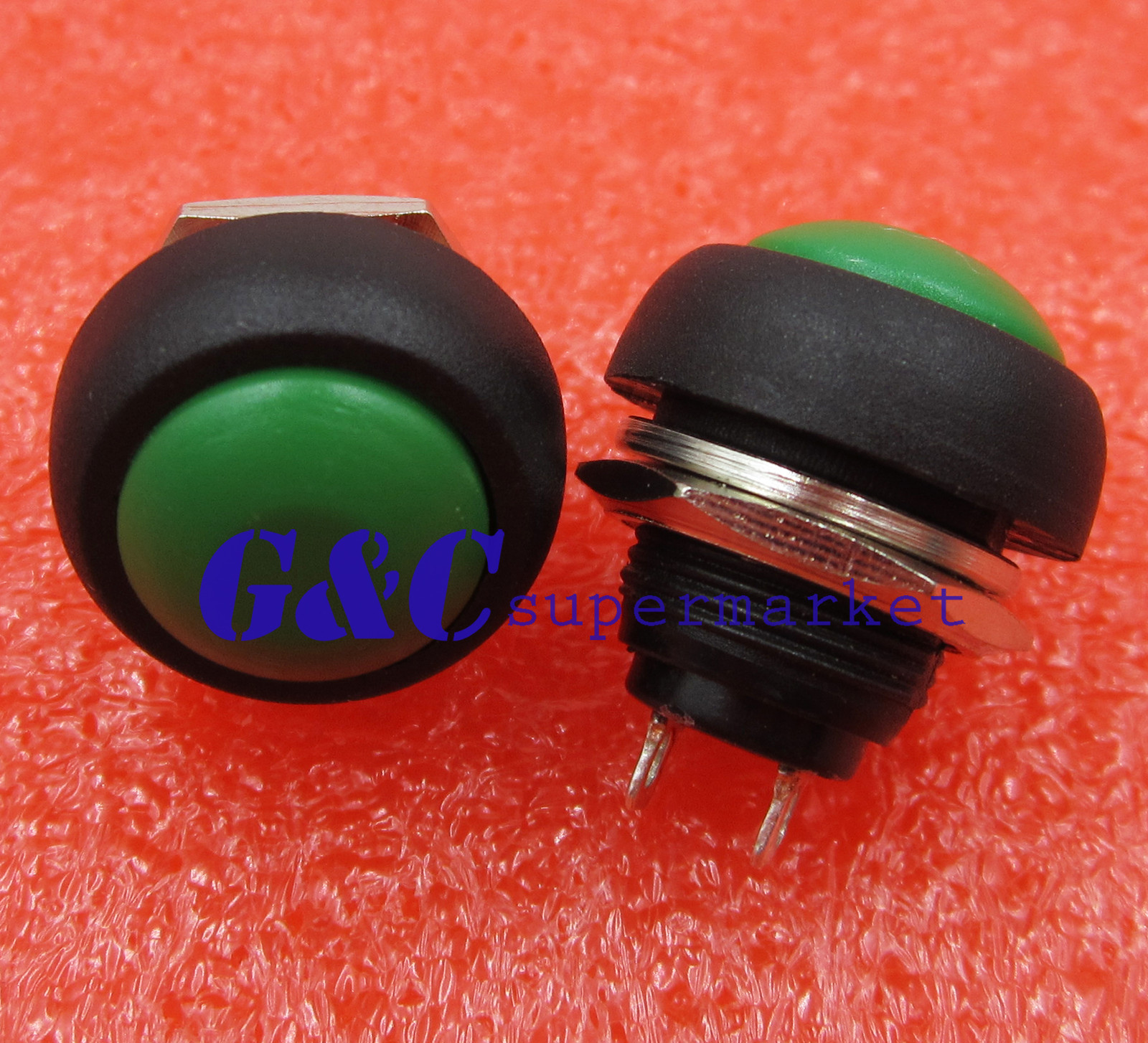 2PCS 12mm Waterproof Mini Round Push Button Switch Green Momentary ON/OFF