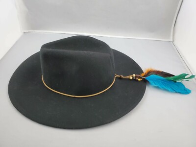 NWOT Free People Black Wool Felt Marlow Fedora Hat with  display picture 3