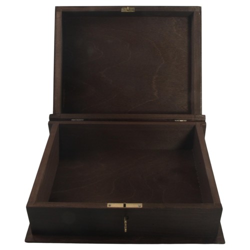 Hand-stained Deep Wooden Book Box Key Lockable Keepsake Jewellery Trinket Holder - Picture 2 of 33