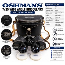 Oshman's 7x35 Wide Angle Binoculars Japan 11 Degree Field 578ft at 1000yds Case