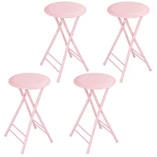  Set of 4 Counter Height Bar Stools – 24-Inch Backless Folding Chairs with 