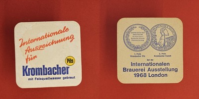 Krombacher Internationale Auszeichnung Brauerei Bierdeckel Bier