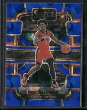 2023-24 Panini Select Concourse Amen Thompson #96 Blue Cracked Ice Prizm (RC)