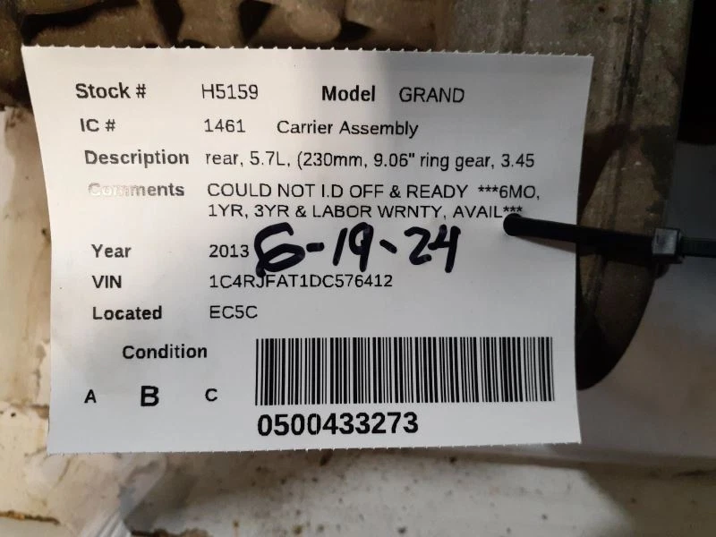 Carrier Rear 230mm 9.06'' Ring Gear 3.45 Ratio Fits 11-20 GRAND CHEROKEE 1597425 - Imagem 3 de 4