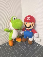 Lot of 2 Super Mario Brothers Nintendo MARIO  YOSHI Plush Dolls 10" inch 2021