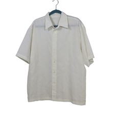 Button Down Shirt Mens XL Guayabera Embroidered Cream Short Sleeve Retro