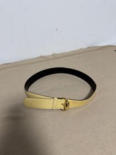 Gucci Belt Womens 90 32 Yellow Patent Leather Gold Tone Buckle Italy Designer