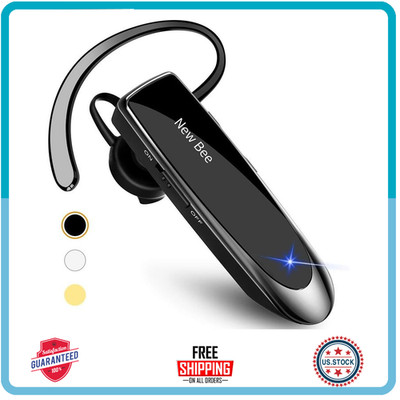 New Bee Bluetooth Headset V5.0 Wireless Handsfree Mic 24H Black